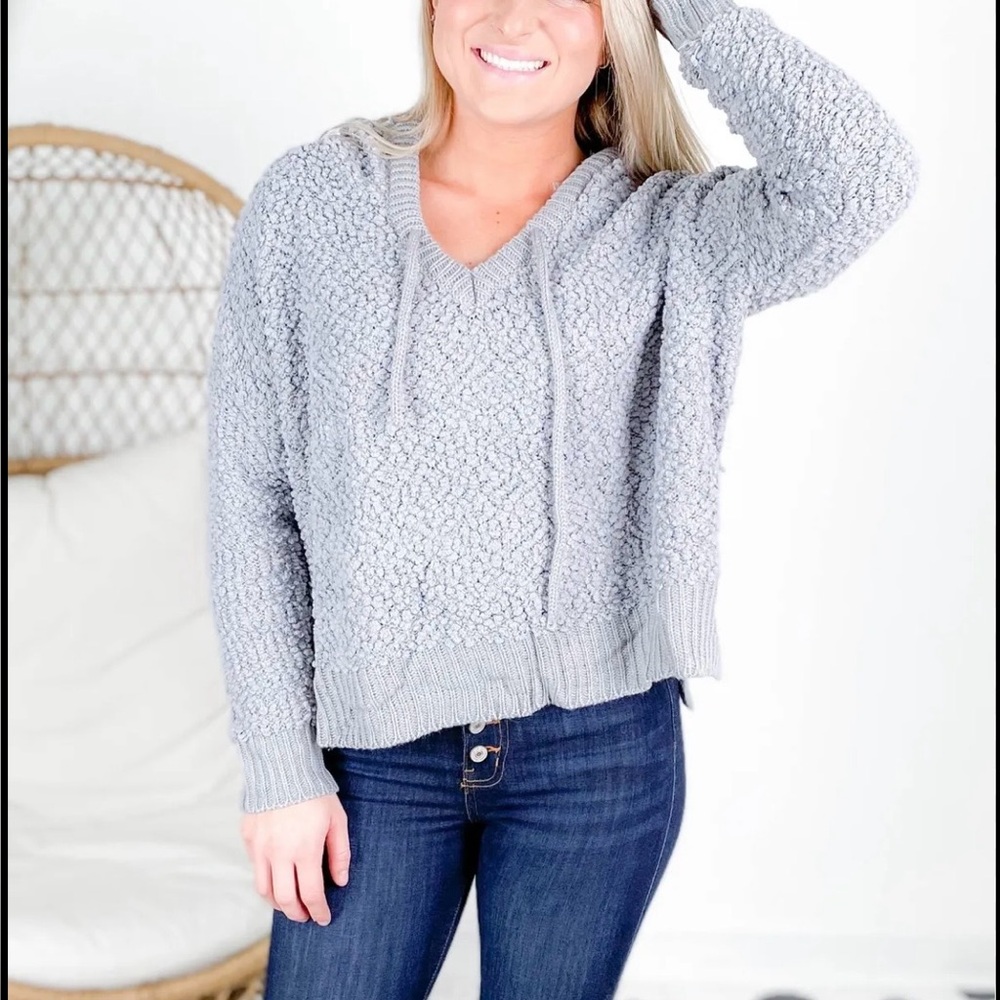 POL Popcorn Cropped Hooded Sweater